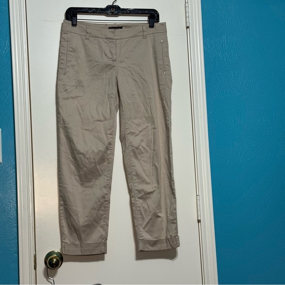 White House Black Market Tan Chino Cropped Pants Rhinestone embellished pocket 0 - Picture 15 of 15